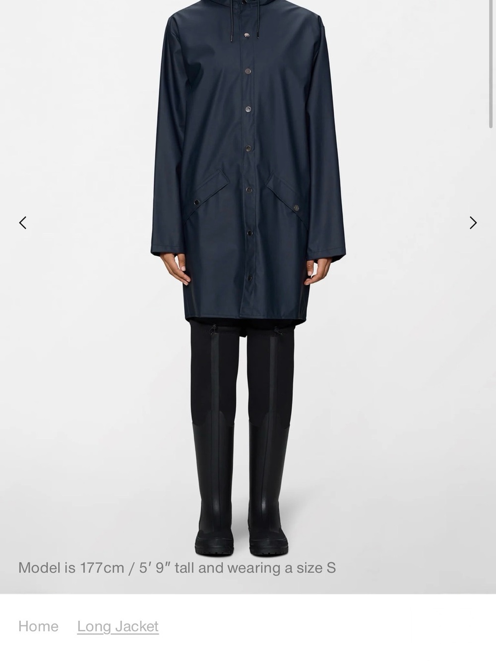 Rains Navy Long Hooded Raincoat